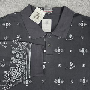 Savage X Fenty Shirt Womens 4X Black Bandana Paisley Long Sleeve Polo Top